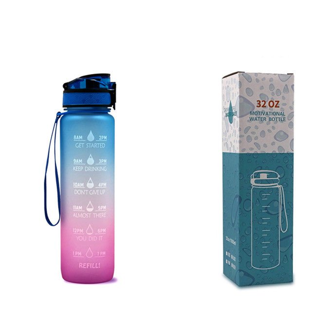 1L Tritan Water Bottle With Time Marker Bounce Cover Motivational Water Bottle Cycling Leakproof Cup For Sports Fitness Bottles | Orazek UK Ltd