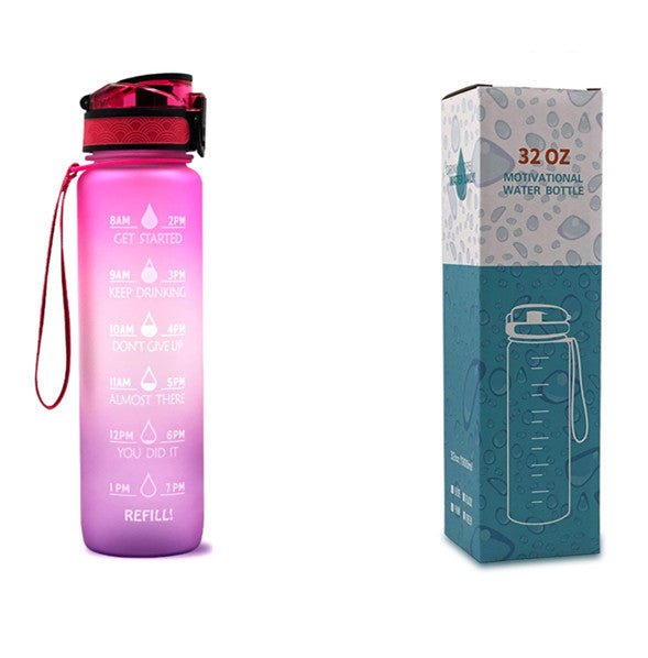 1L Tritan Water Bottle With Time Marker Bounce Cover Motivational Water Bottle Cycling Leakproof Cup For Sports Fitness Bottles | Orazek UK Ltd
