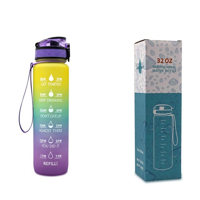 1L Tritan Water Bottle With Time Marker Bounce Cover Motivational Water Bottle Cycling Leakproof Cup For Sports Fitness Bottles | Orazek UK Ltd