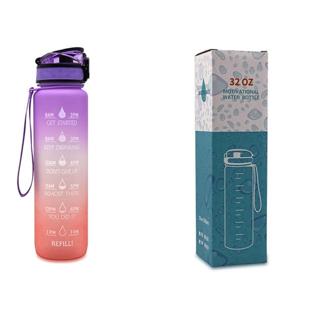 1L Tritan Water Bottle With Time Marker Bounce Cover Motivational Water Bottle Cycling Leakproof Cup For Sports Fitness Bottles | Orazek UK Ltd