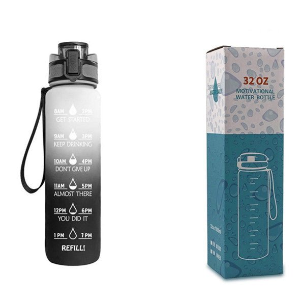 1L Tritan Water Bottle With Time Marker Bounce Cover Motivational Water Bottle Cycling Leakproof Cup For Sports Fitness Bottles | Orazek UK Ltd