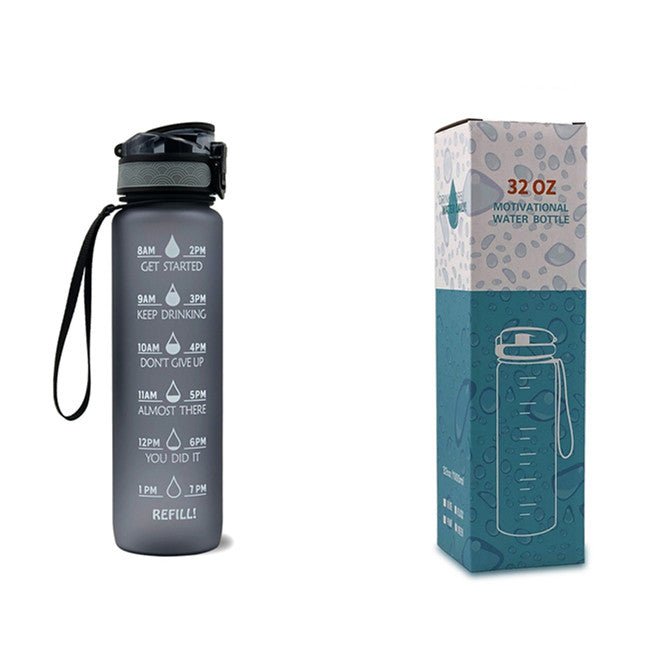 1L Tritan Water Bottle With Time Marker Bounce Cover Motivational Water Bottle Cycling Leakproof Cup For Sports Fitness Bottles | Orazek UK Ltd
