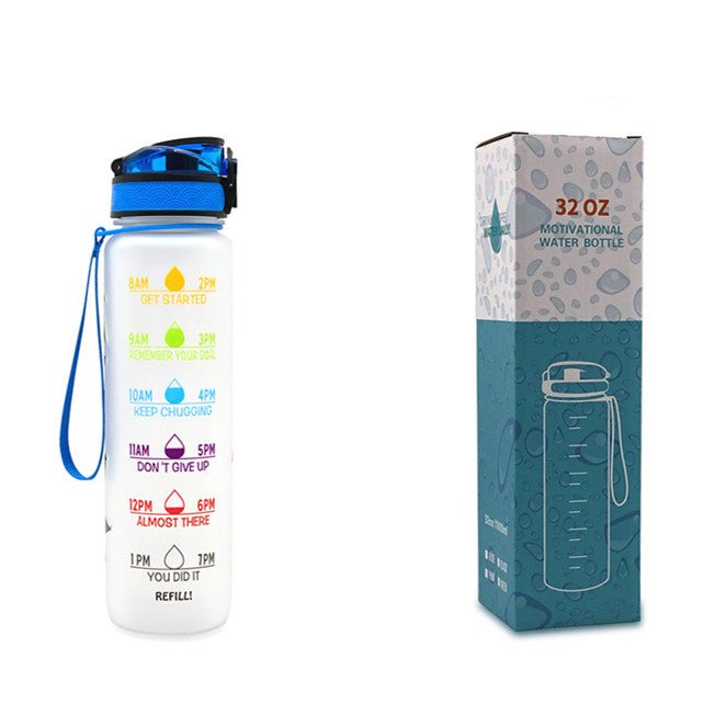 1L Tritan Water Bottle With Time Marker Bounce Cover Motivational Water Bottle Cycling Leakproof Cup For Sports Fitness Bottles | Orazek UK Ltd