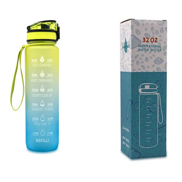 1L Tritan Water Bottle With Time Marker Bounce Cover Motivational Water Bottle Cycling Leakproof Cup For Sports Fitness Bottles | Orazek UK Ltd
