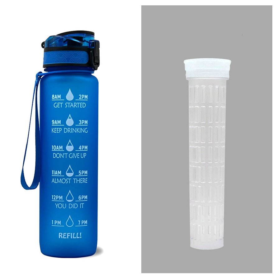1L Tritan Water Bottle With Time Marker Bounce Cover Motivational Water Bottle Cycling Leakproof Cup For Sports Fitness Bottles | Orazek UK Ltd