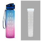 1L Tritan Water Bottle With Time Marker Bounce Cover Motivational Water Bottle Cycling Leakproof Cup For Sports Fitness Bottles | Orazek UK Ltd
