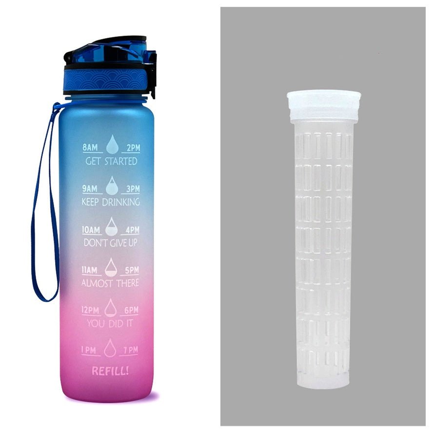 1L Tritan Water Bottle With Time Marker Bounce Cover Motivational Water Bottle Cycling Leakproof Cup For Sports Fitness Bottles | Orazek UK Ltd