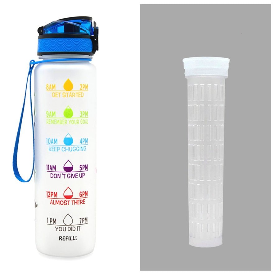 1L Tritan Water Bottle With Time Marker Bounce Cover Motivational Water Bottle Cycling Leakproof Cup For Sports Fitness Bottles | Orazek UK Ltd