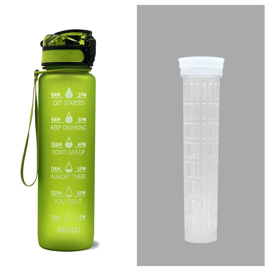 1L Tritan Water Bottle With Time Marker Bounce Cover Motivational Water Bottle Cycling Leakproof Cup For Sports Fitness Bottles | Orazek UK Ltd