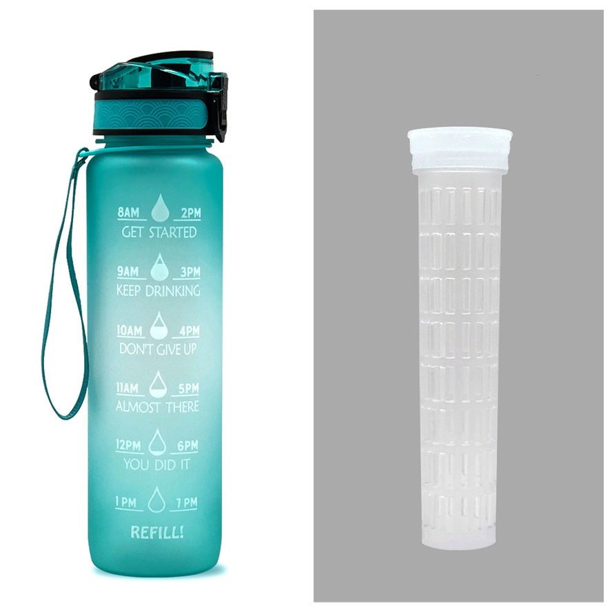 1L Tritan Water Bottle With Time Marker Bounce Cover Motivational Water Bottle Cycling Leakproof Cup For Sports Fitness Bottles | Orazek UK Ltd
