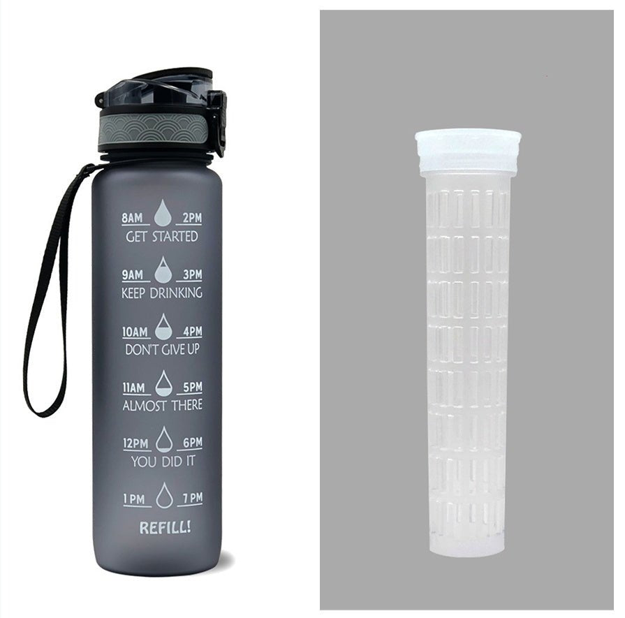 1L Tritan Water Bottle With Time Marker Bounce Cover Motivational Water Bottle Cycling Leakproof Cup For Sports Fitness Bottles | Orazek UK Ltd