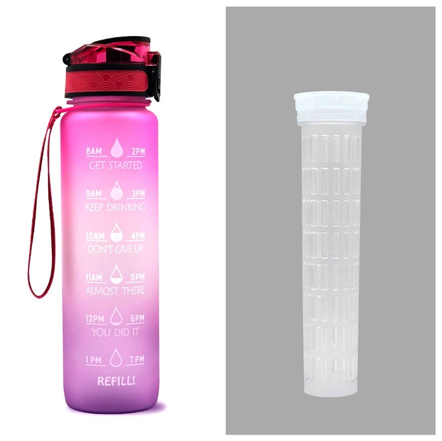 1L Tritan Water Bottle With Time Marker Bounce Cover Motivational Water Bottle Cycling Leakproof Cup For Sports Fitness Bottles | Orazek UK Ltd