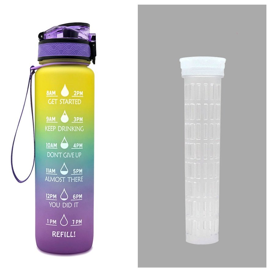 1L Tritan Water Bottle With Time Marker Bounce Cover Motivational Water Bottle Cycling Leakproof Cup For Sports Fitness Bottles | Orazek UK Ltd