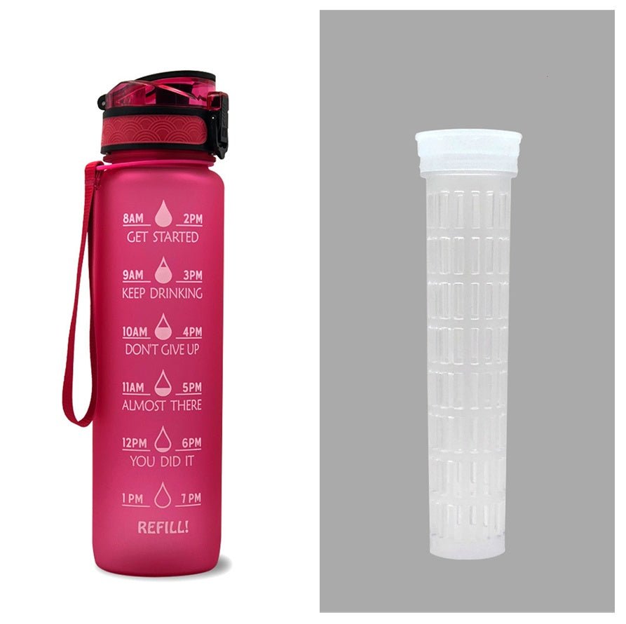 1L Tritan Water Bottle With Time Marker Bounce Cover Motivational Water Bottle Cycling Leakproof Cup For Sports Fitness Bottles | Orazek UK Ltd