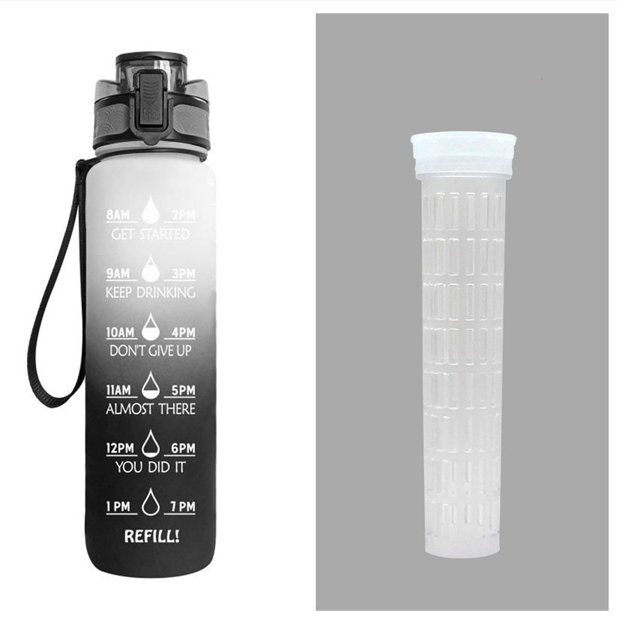 1L Tritan Water Bottle With Time Marker Bounce Cover Motivational Water Bottle Cycling Leakproof Cup For Sports Fitness Bottles | Orazek UK Ltd