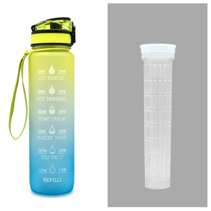1L Tritan Water Bottle With Time Marker Bounce Cover Motivational Water Bottle Cycling Leakproof Cup For Sports Fitness Bottles | Orazek UK Ltd