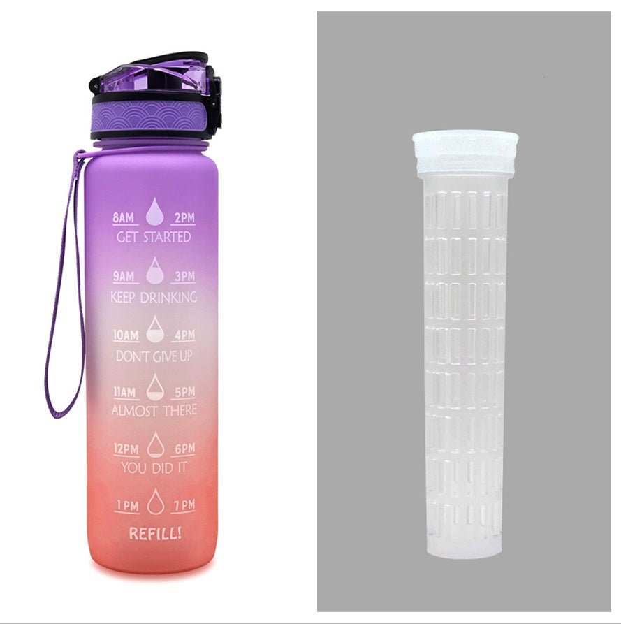 1L Tritan Water Bottle With Time Marker Bounce Cover Motivational Water Bottle Cycling Leakproof Cup For Sports Fitness Bottles | Orazek UK Ltd