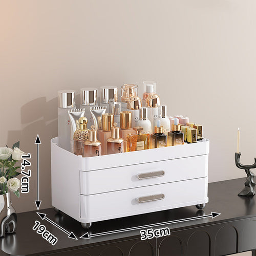 2 Drawers Makeup Organizer - 4 Tier Bathroom Organizers And Storage, Versatile Perfume Vanity Organizer, Ideal For Cosmetic, Large Skincare, Face Mask, Office Supplies | Orazek UK Ltd