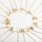 Gold Plated Peach Heart and Initials Letter Alphabate Statement Necklace for Woman
