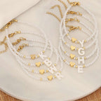 26 Letters White Shell Beaded Bracelet Women Metal Love Design Bracelet Jewelry | Orazek UK Ltd