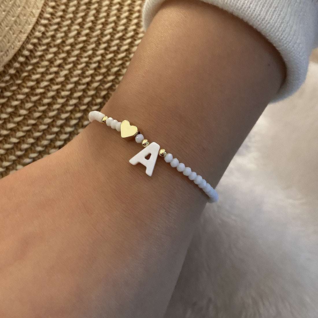 26 Letters White Shell Beaded Bracelet Women Metal Love Design Bracelet Jewelry | Orazek UK Ltd