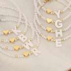 26 Letters White Shell Beaded Bracelet Women Metal Love Design Bracelet Jewelry | Orazek UK Ltd
