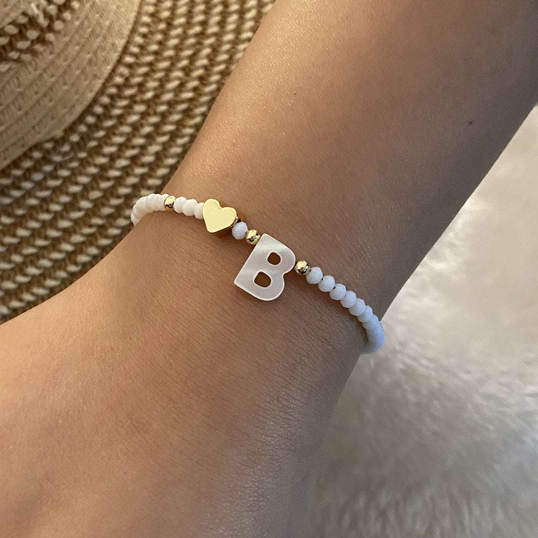 26 Letters White Shell Beaded Bracelet Women Metal Love Design Bracelet Jewelry | Orazek UK Ltd