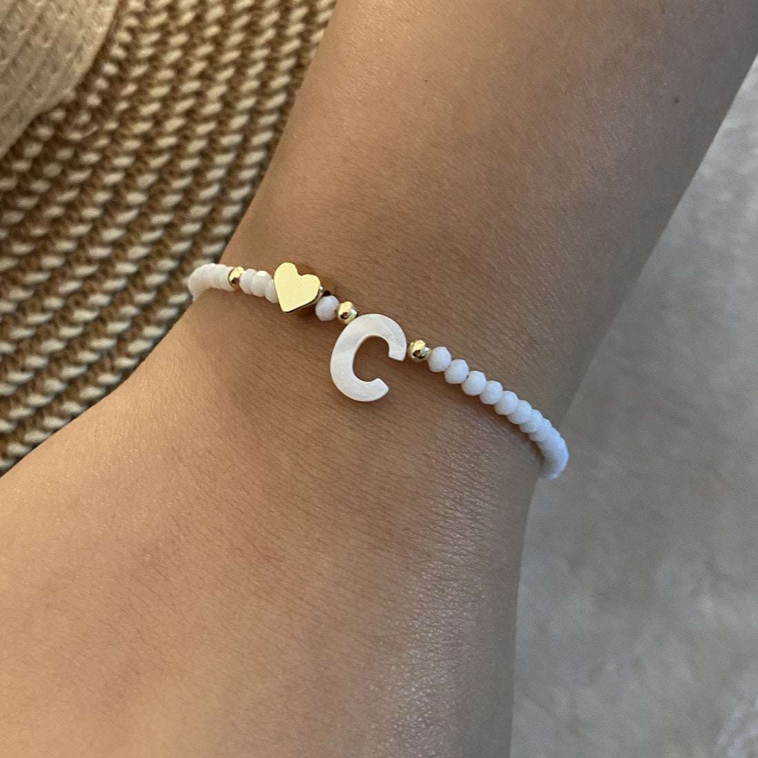 26 Letters White Shell Beaded Bracelet Women Metal Love Design Bracelet Jewelry | Orazek UK Ltd