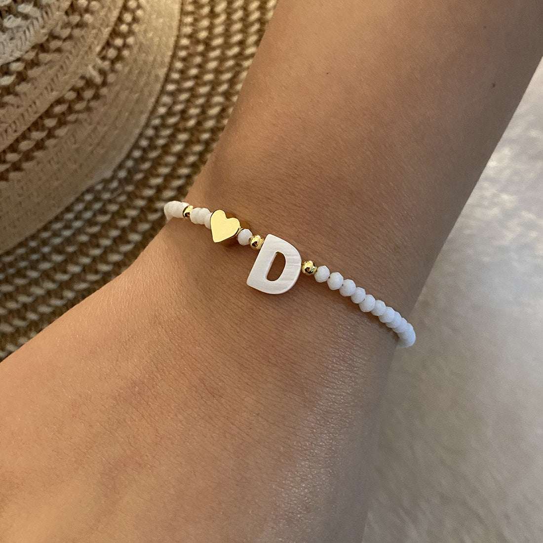 26 Letters White Shell Beaded Bracelet Women Metal Love Design Bracelet Jewelry | Orazek UK Ltd