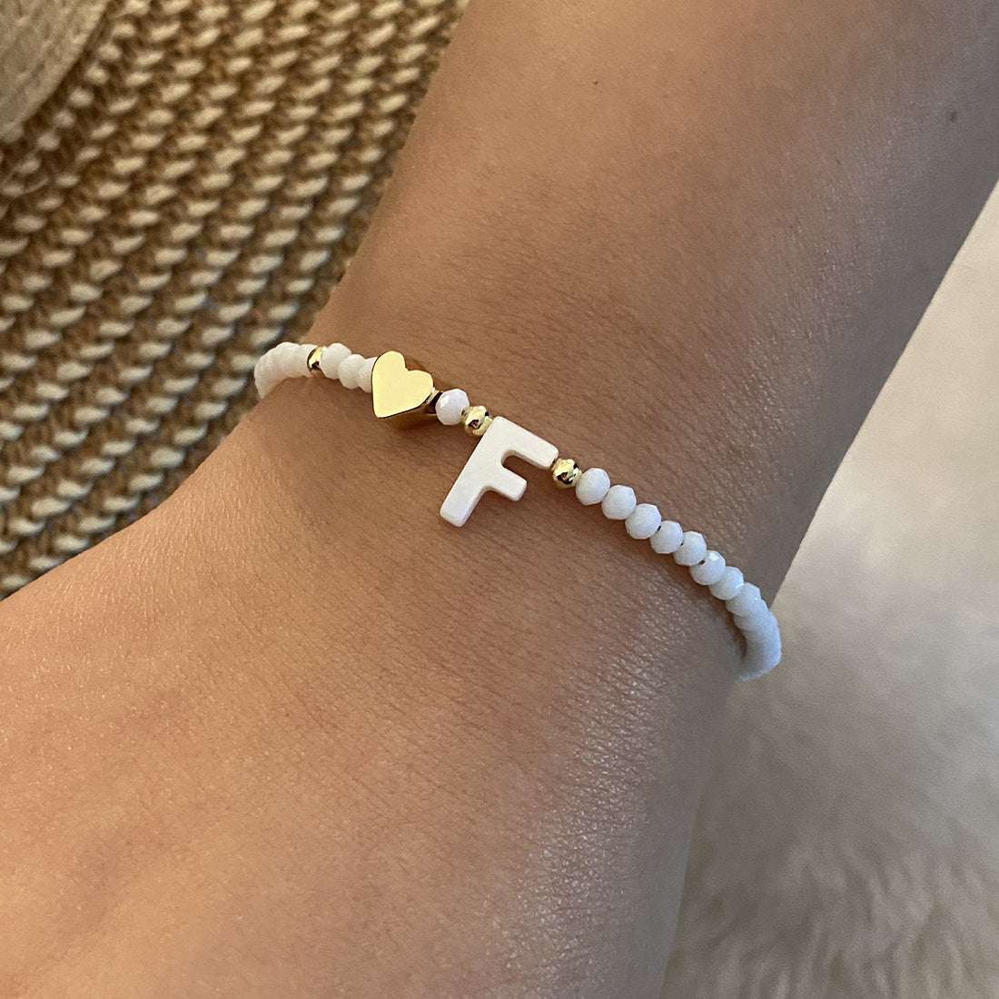 26 Letters White Shell Beaded Bracelet Women Metal Love Design Bracelet Jewelry | Orazek UK Ltd