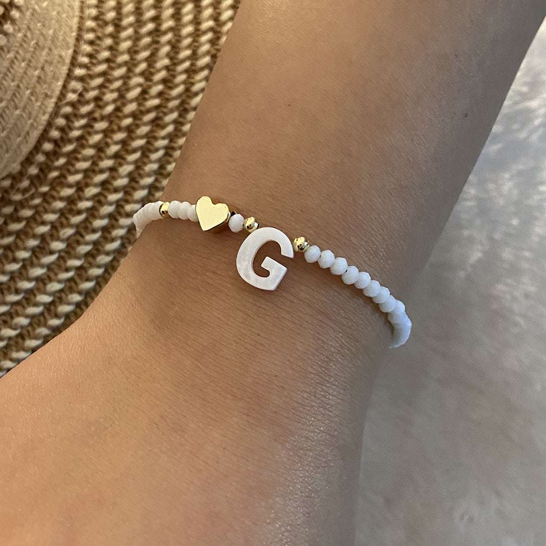26 Letters White Shell Beaded Bracelet Women Metal Love Design Bracelet Jewelry | Orazek UK Ltd