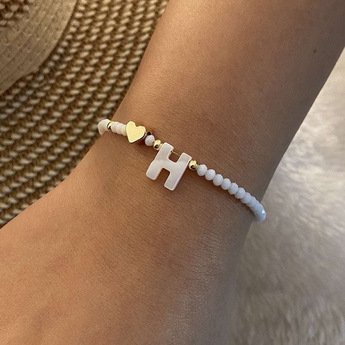 26 Letters White Shell Beaded Bracelet Women Metal Love Design Bracelet Jewelry | Orazek UK Ltd