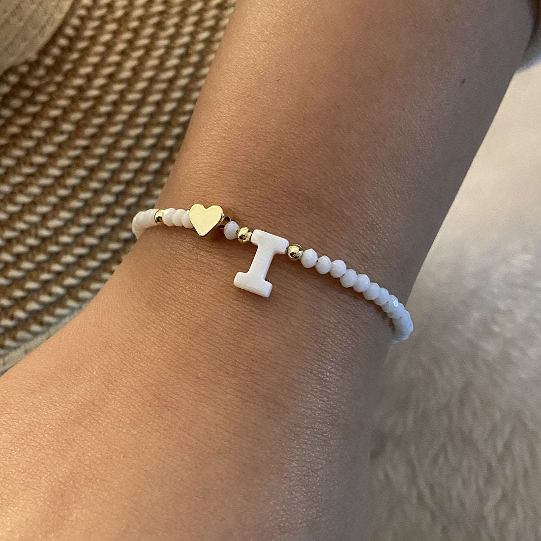 26 Letters White Shell Beaded Bracelet Women Metal Love Design Bracelet Jewelry | Orazek UK Ltd