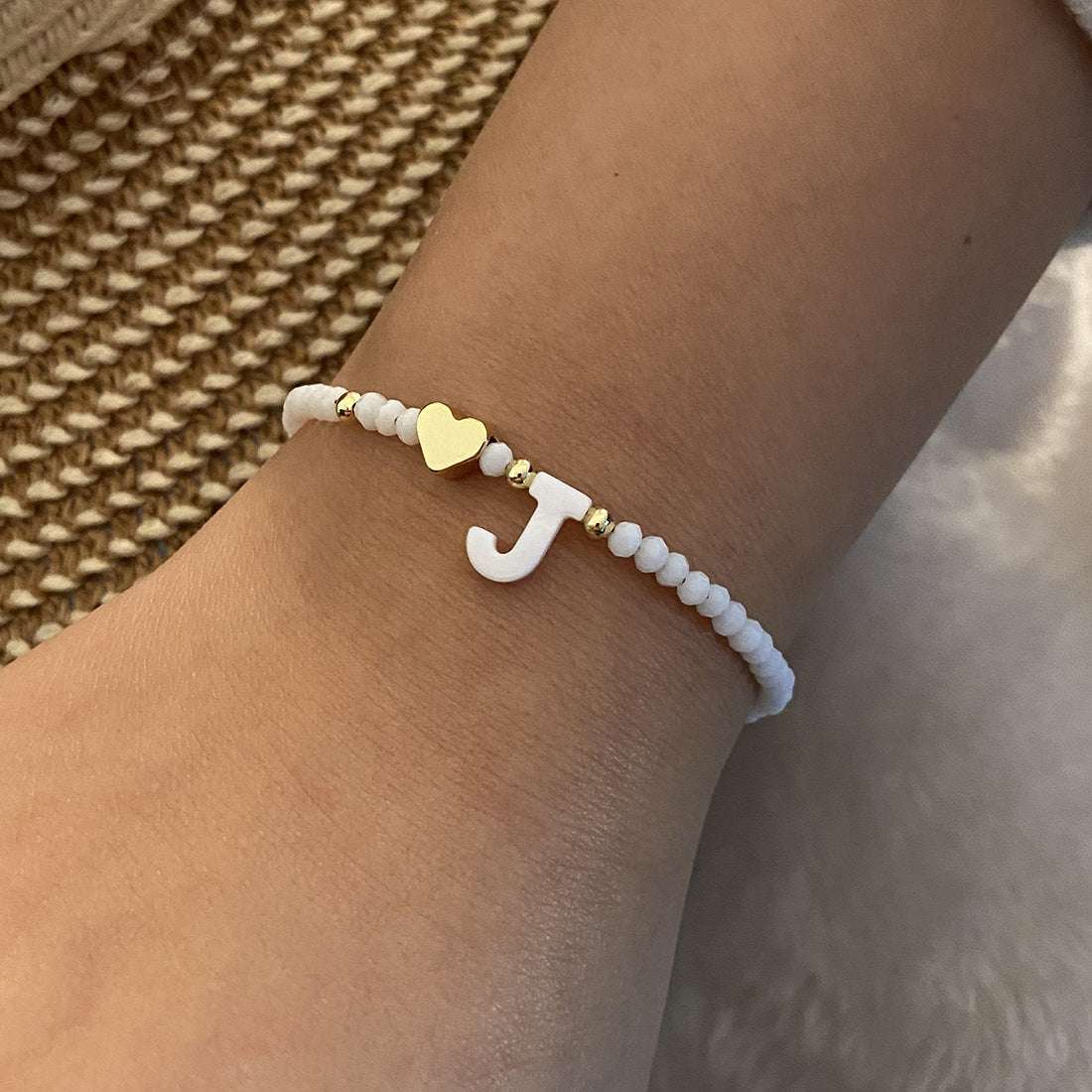 26 Letters White Shell Beaded Bracelet Women Metal Love Design Bracelet Jewelry | Orazek UK Ltd