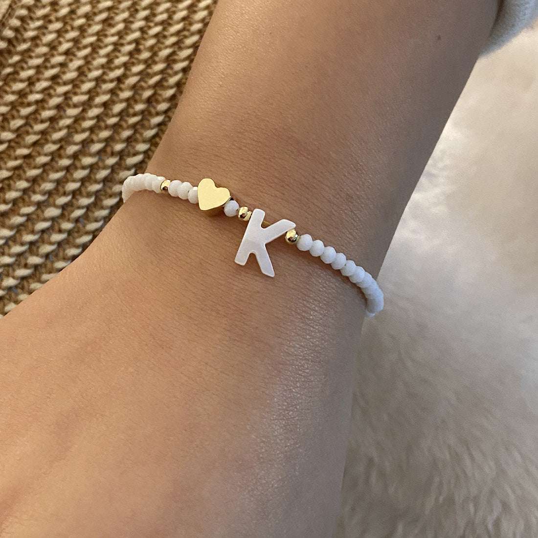 26 Letters White Shell Beaded Bracelet Women Metal Love Design Bracelet Jewelry | Orazek UK Ltd