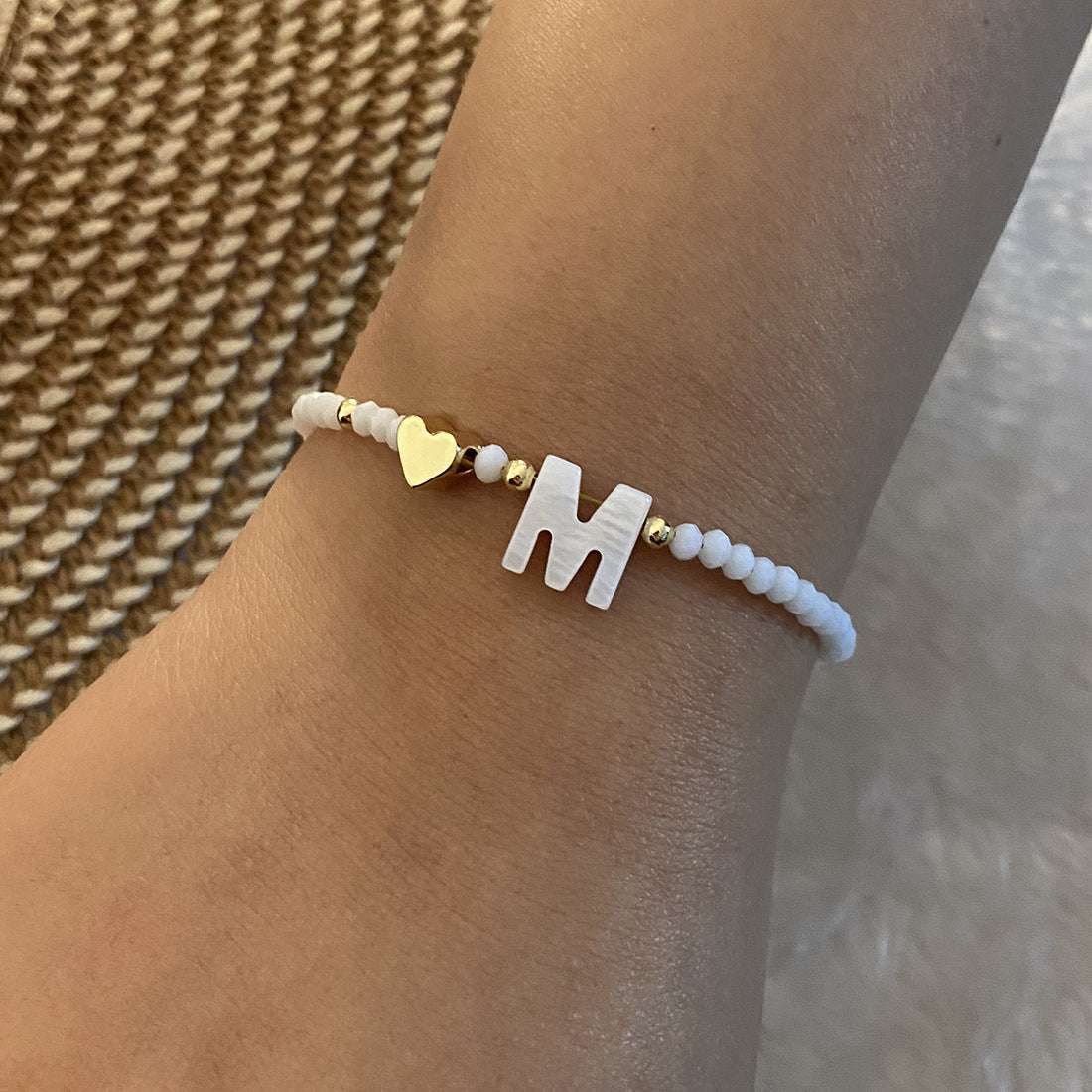 26 Letters White Shell Beaded Bracelet Women Metal Love Design Bracelet Jewelry | Orazek UK Ltd