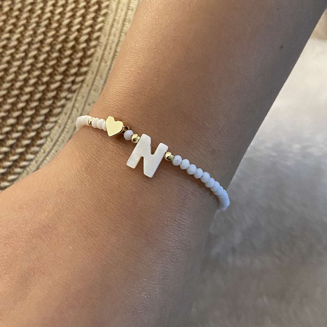 26 Letters White Shell Beaded Bracelet Women Metal Love Design Bracelet Jewelry | Orazek UK Ltd