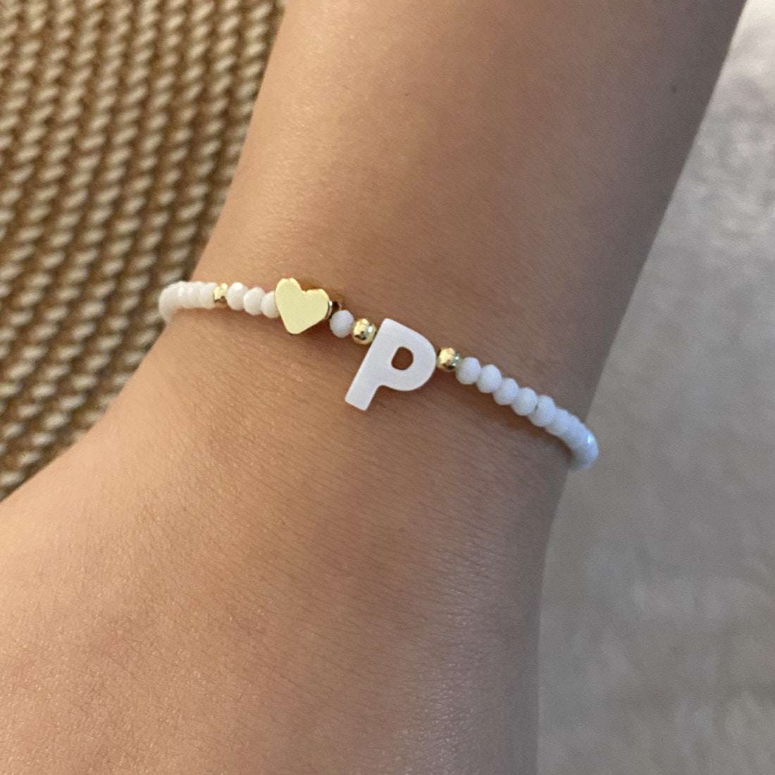 26 Letters White Shell Beaded Bracelet Women Metal Love Design Bracelet Jewelry | Orazek UK Ltd