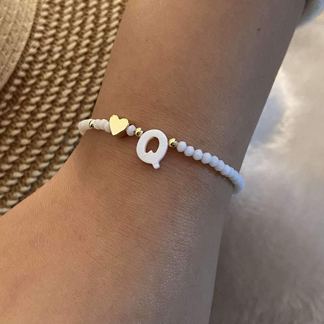 26 Letters White Shell Beaded Bracelet Women Metal Love Design Bracelet Jewelry | Orazek UK Ltd