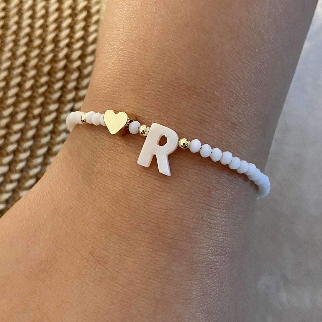 26 Letters White Shell Beaded Bracelet Women Metal Love Design Bracelet Jewelry | Orazek UK Ltd