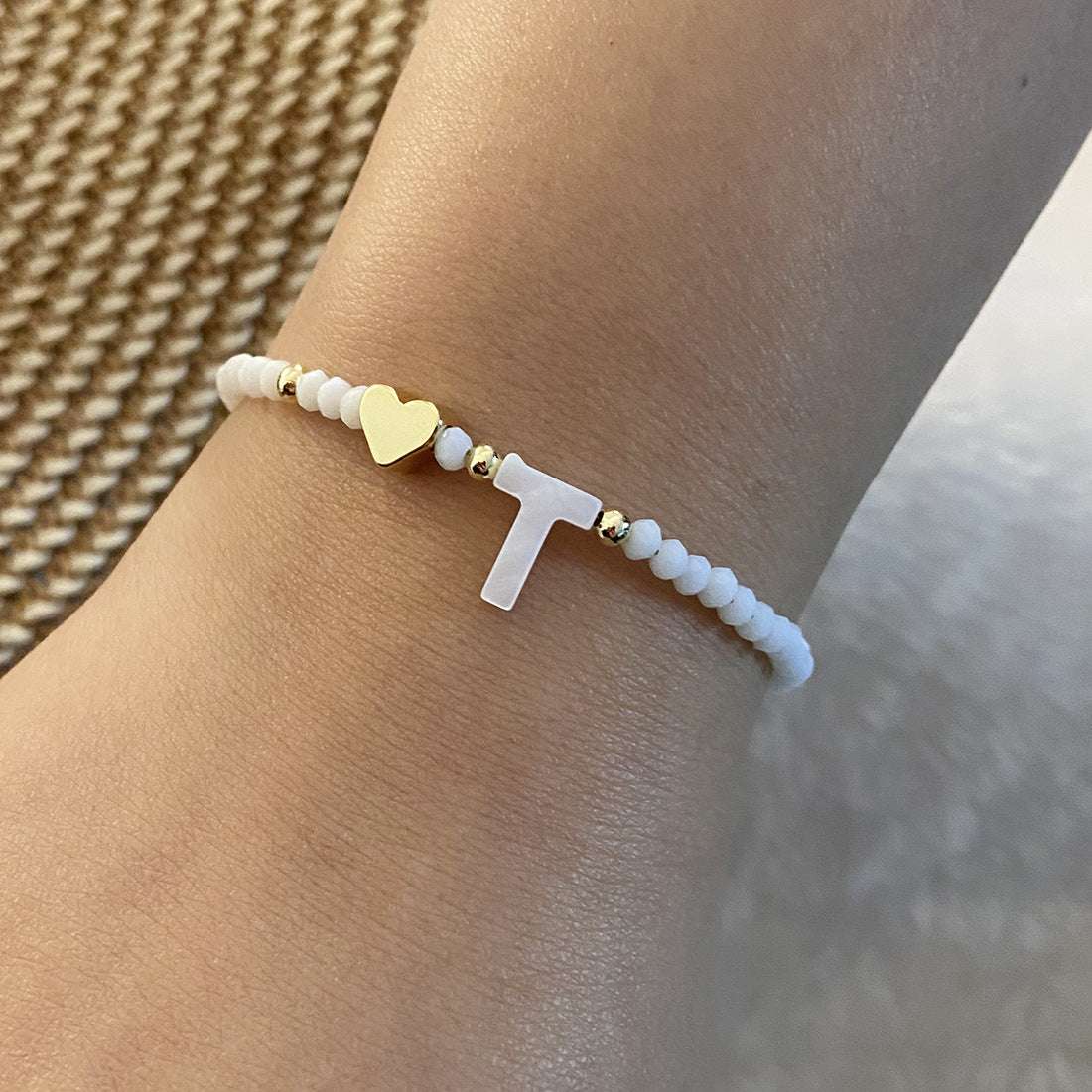 26 Letters White Shell Beaded Bracelet Women Metal Love Design Bracelet Jewelry | Orazek UK Ltd