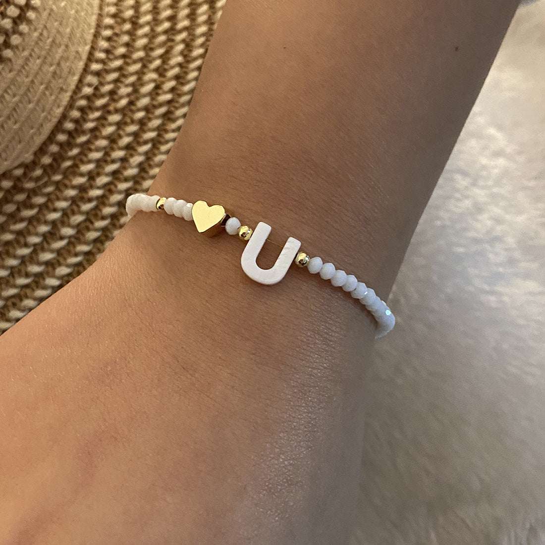 26 Letters White Shell Beaded Bracelet Women Metal Love Design Bracelet Jewelry | Orazek UK Ltd