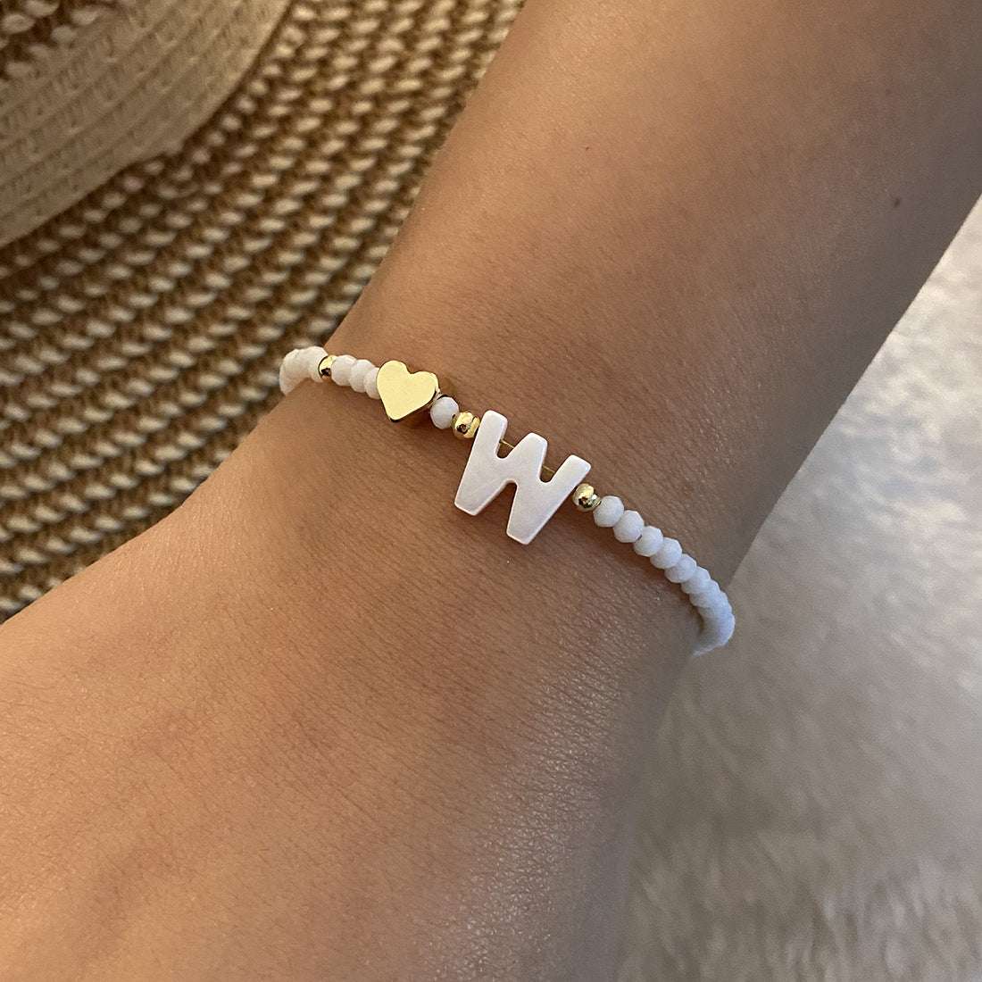 26 Letters White Shell Beaded Bracelet Women Metal Love Design Bracelet Jewelry | Orazek UK Ltd