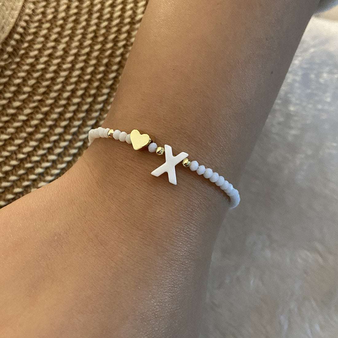 26 Letters White Shell Beaded Bracelet Women Metal Love Design Bracelet Jewelry | Orazek UK Ltd