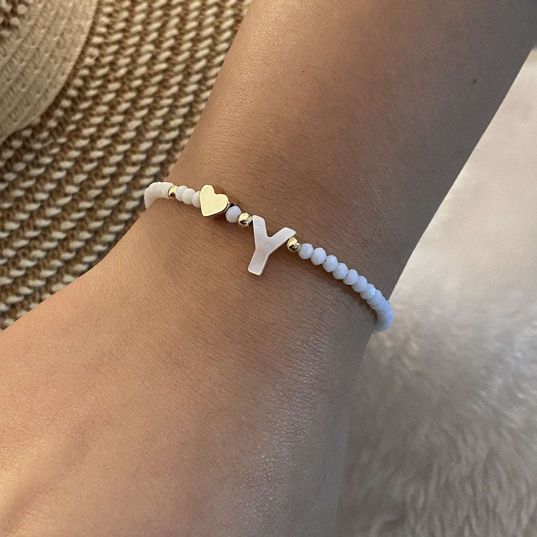 26 Letters White Shell Beaded Bracelet Women Metal Love Design Bracelet Jewelry | Orazek UK Ltd