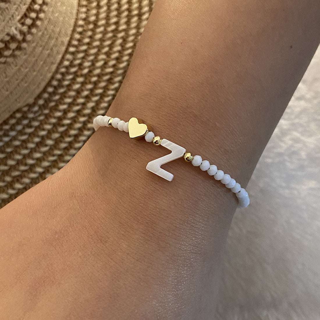 26 Letters White Shell Beaded Bracelet Women Metal Love Design Bracelet Jewelry | Orazek UK Ltd