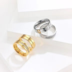 Stainless Steel Diamond-studded Couple Rings