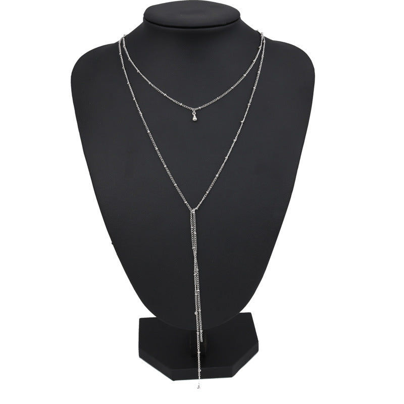 Gold Plated Double Layered Retro Chain Clavicle Necklace