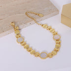 Frosty Wind 18k Gold Color Preserving Jewelry Small Flower Round White Sea Shell Bracelet Women