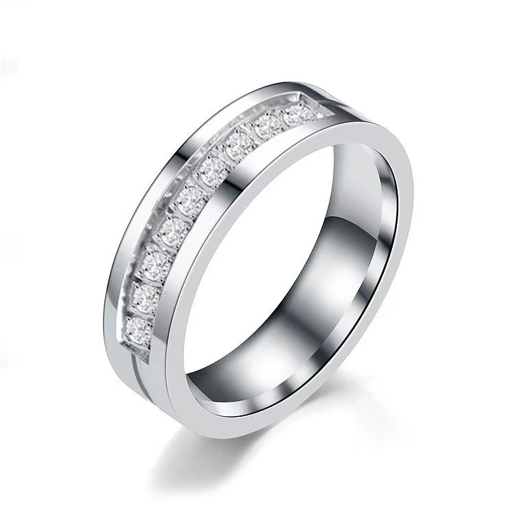 Stainless Steel Diamond-studded Couple Rings